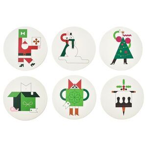 IKEA Coasters Vinterfint Set of 6 Round @ Unique 4" Christmas 906.046 Free Ship